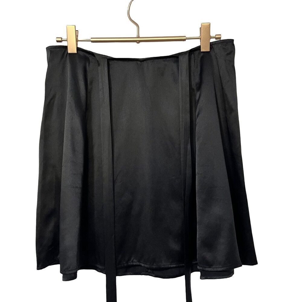 Reformaton Tallulah‎ Silk Mini Skirt Size 6 Black Feminine Gothic Waist Straps - Picture 2 of 6